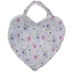 Pattern Flowers Giant Heart Shaped Tote by artworkshop