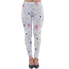 Pattern Flowers Lightweight Velour Leggings by artworkshop