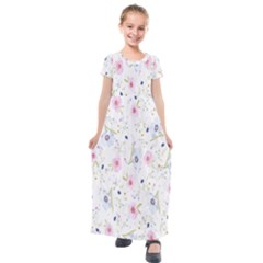 Pattern Flowers Kids  Short Sleeve Maxi Dress by artworkshop