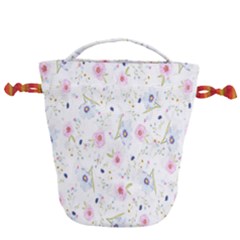 Pattern Flowers Drawstring Bucket Bag by artworkshop