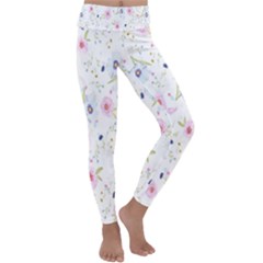 Pattern Flowers Kids  Lightweight Velour Classic Yoga Leggings by artworkshop