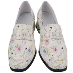 Pattern Flowers Women s Chunky Heel Loafers by artworkshop