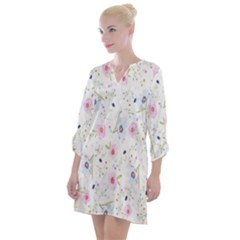 Pattern Flowers Open Neck Shift Dress by artworkshop