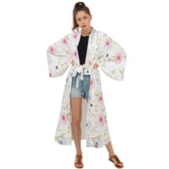 Pattern Flowers Maxi Kimono by artworkshop