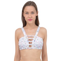 Pattern Flowers Cage Up Bikini Top by artworkshop