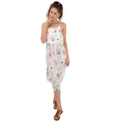 Pattern Flowers Waist Tie Cover Up Chiffon Dress by artworkshop