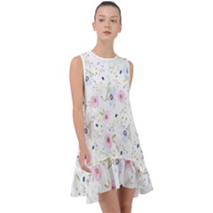 Pattern Flowers Frill Swing Dress by artworkshop