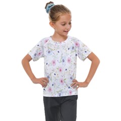 Pattern Flowers Kids  Mesh Piece Tee