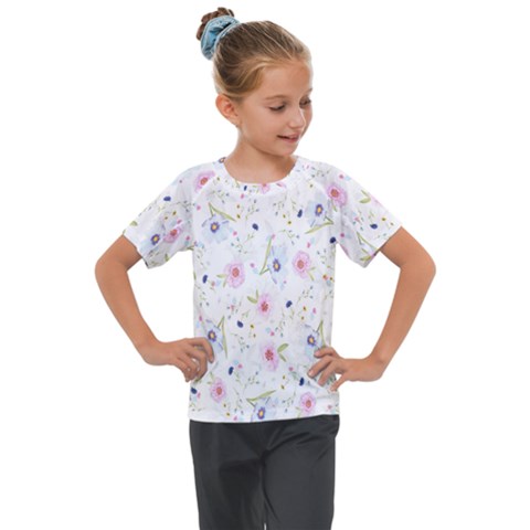 Pattern Flowers Kids  Mesh Piece Tee by artworkshop