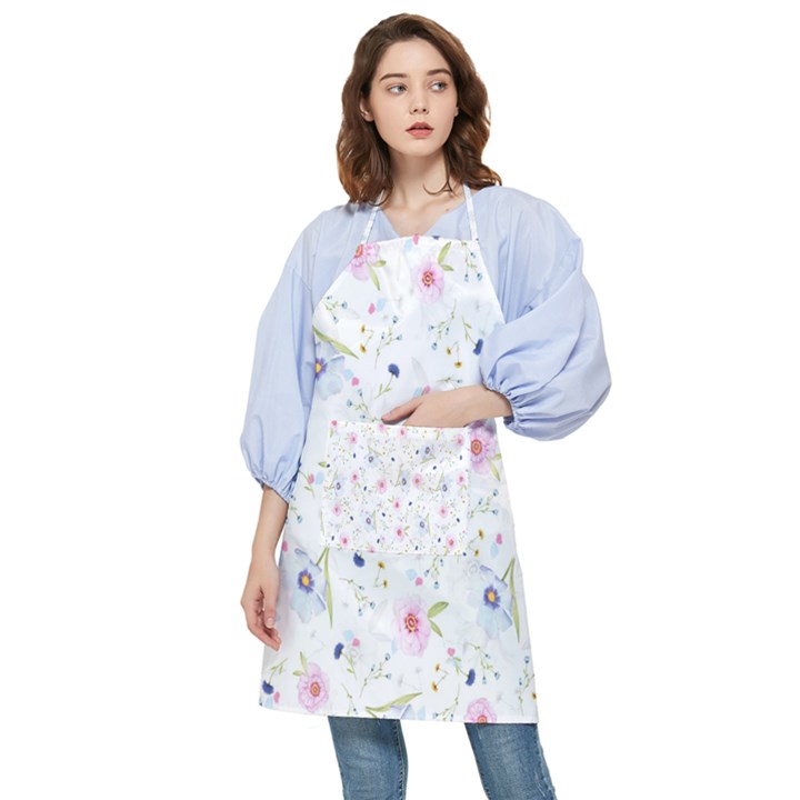 Pattern Flowers Pocket Apron