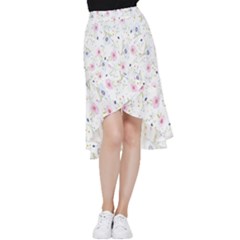 Pattern Flowers Frill Hi Low Chiffon Skirt by artworkshop