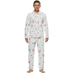 Pattern Flowers Men s Long Sleeve Velvet Pocket Pajamas Set