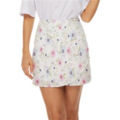 Pattern Flowers Mini Front Wrap Skirt