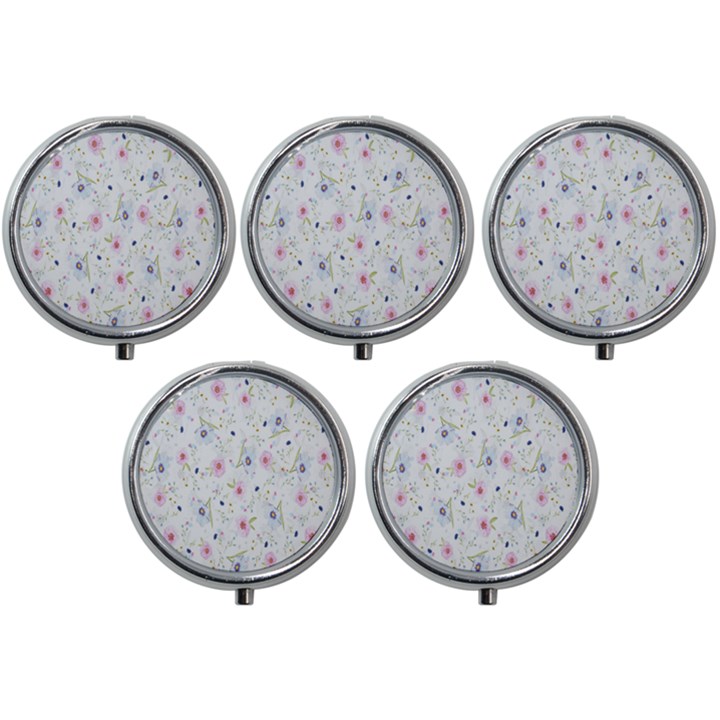 Pattern Flowers Mini Round Pill Box (Pack of 5)