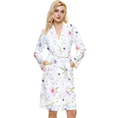 Pattern Flowers Long Sleeve Velour Robe