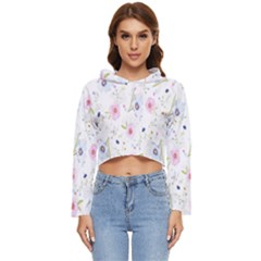 Pattern Flowers Women s Lightweight Cropped Hoodie by artworkshop