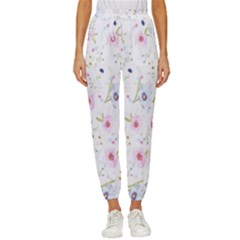 Pattern Flowers Cropped Drawstring Pants