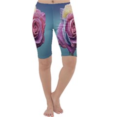 Rose Flower Love Romance Beautiful Cropped Leggings  by artworkshop