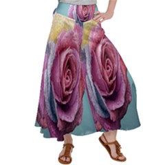 Rose Flower Love Romance Beautiful Satin Palazzo Pants by artworkshop