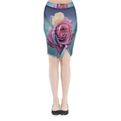 Rose Flower Love Romance Beautiful Midi Wrap Pencil Skirt by artworkshop