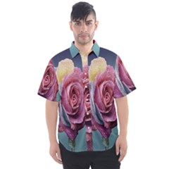 Rose Flower Love Romance Beautiful Men s Short Sleeve Shirt