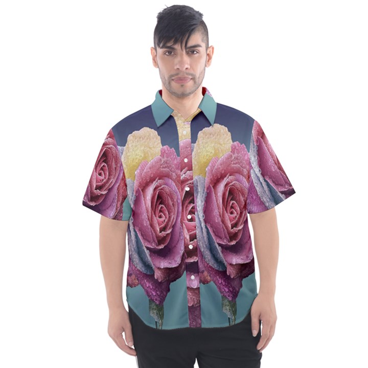 Rose Flower Love Romance Beautiful Men s Short Sleeve Shirt