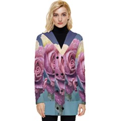 Rose Flower Love Romance Beautiful Button Up Hooded Coat  by artworkshop