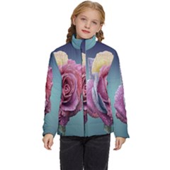 Rose Flower Love Romance Beautiful Kids  Puffer Bubble Jacket Coat