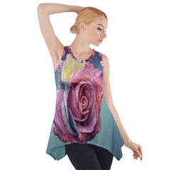 Rose Flower Love Romance Beautiful Side Drop Tank Tunic by artworkshop