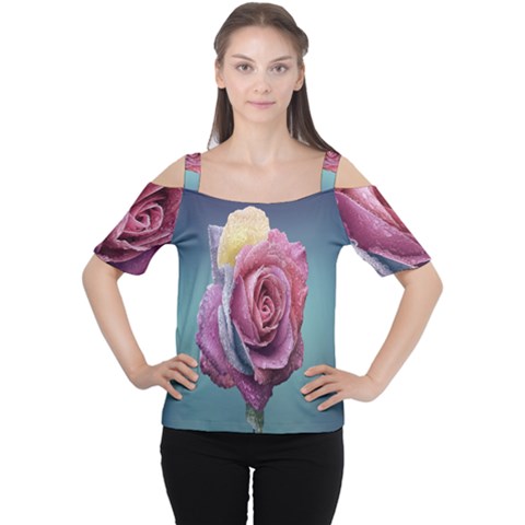 Rose Flower Love Romance Beautiful Cutout Shoulder Tee by artworkshop