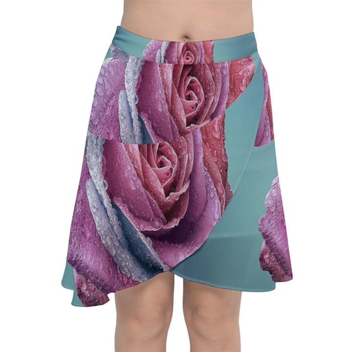 Rose Flower Love Romance Beautiful Chiffon Wrap Front Skirt