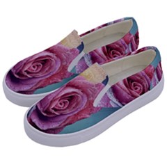 Rose Flower Love Romance Beautiful Kids  Canvas Slip Ons by artworkshop