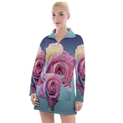 Rose Flower Love Romance Beautiful Women s Long Sleeve Casual Dress by artworkshop