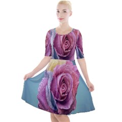 Rose Flower Love Romance Beautiful Quarter Sleeve A-line Dress by artworkshop