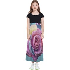 Rose Flower Love Romance Beautiful Kids  Flared Maxi Skirt by artworkshop