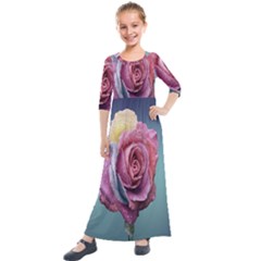 Rose Flower Love Romance Beautiful Kids  Quarter Sleeve Maxi Dress by artworkshop