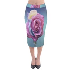 Rose Flower Love Romance Beautiful Velvet Midi Pencil Skirt by artworkshop