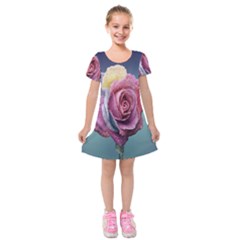 Rose Flower Love Romance Beautiful Kids  Short Sleeve Velvet Dress by artworkshop