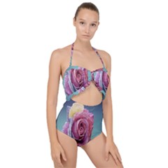 Rose Flower Love Romance Beautiful Scallop Top Cut Out Swimsuit by artworkshop