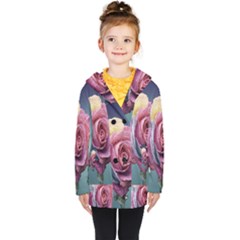 Rose Flower Love Romance Beautiful Kids  Double Breasted Button Coat by artworkshop