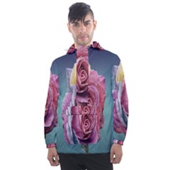 Rose Flower Love Romance Beautiful Men s Front Pocket Pullover Windbreaker by artworkshop