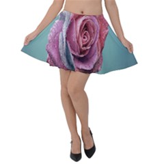 Rose Flower Love Romance Beautiful Velvet Skater Skirt by artworkshop