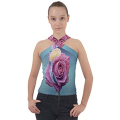 Rose Flower Love Romance Beautiful Cross Neck Velour Top by artworkshop