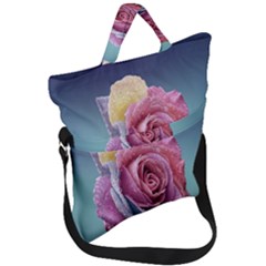 Rose Flower Love Romance Beautiful Fold Over Handle Tote Bag by artworkshop