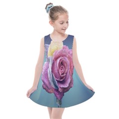 Rose Flower Love Romance Beautiful Kids  Summer Dress by artworkshop