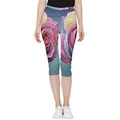 Rose Flower Love Romance Beautiful Inside Out Lightweight Velour Capri Leggings  by artworkshop