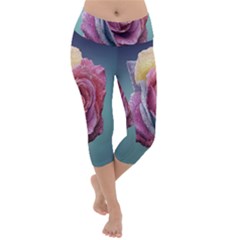 Rose Flower Love Romance Beautiful Lightweight Velour Capri Yoga Leggings by artworkshop