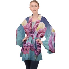 Rose Flower Love Romance Beautiful Long Sleeve Velvet Kimono  by artworkshop