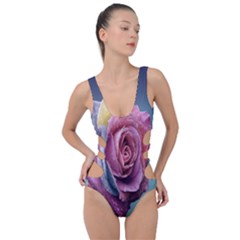 Rose Flower Love Romance Beautiful Side Cut Out Swimsuit by artworkshop