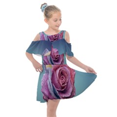 Rose Flower Love Romance Beautiful Kids  Shoulder Cutout Chiffon Dress by artworkshop